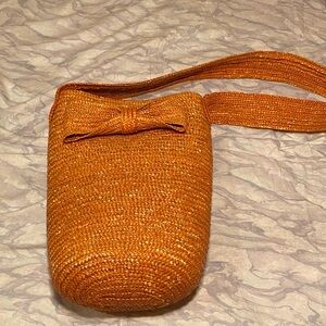 Christian Dior Orange Woven Shoulder Bag